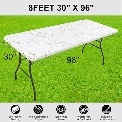 Smiry Rectangle Picnic Tablecloth, Wipeable Flannel Backed Table Covers - Image 6