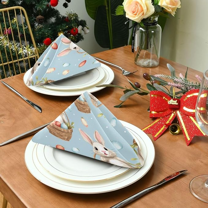 ALAZA Easter Rabbit Bunny Cloth Napkins Set of 1, 20x20 Inch Washable and - Image 6