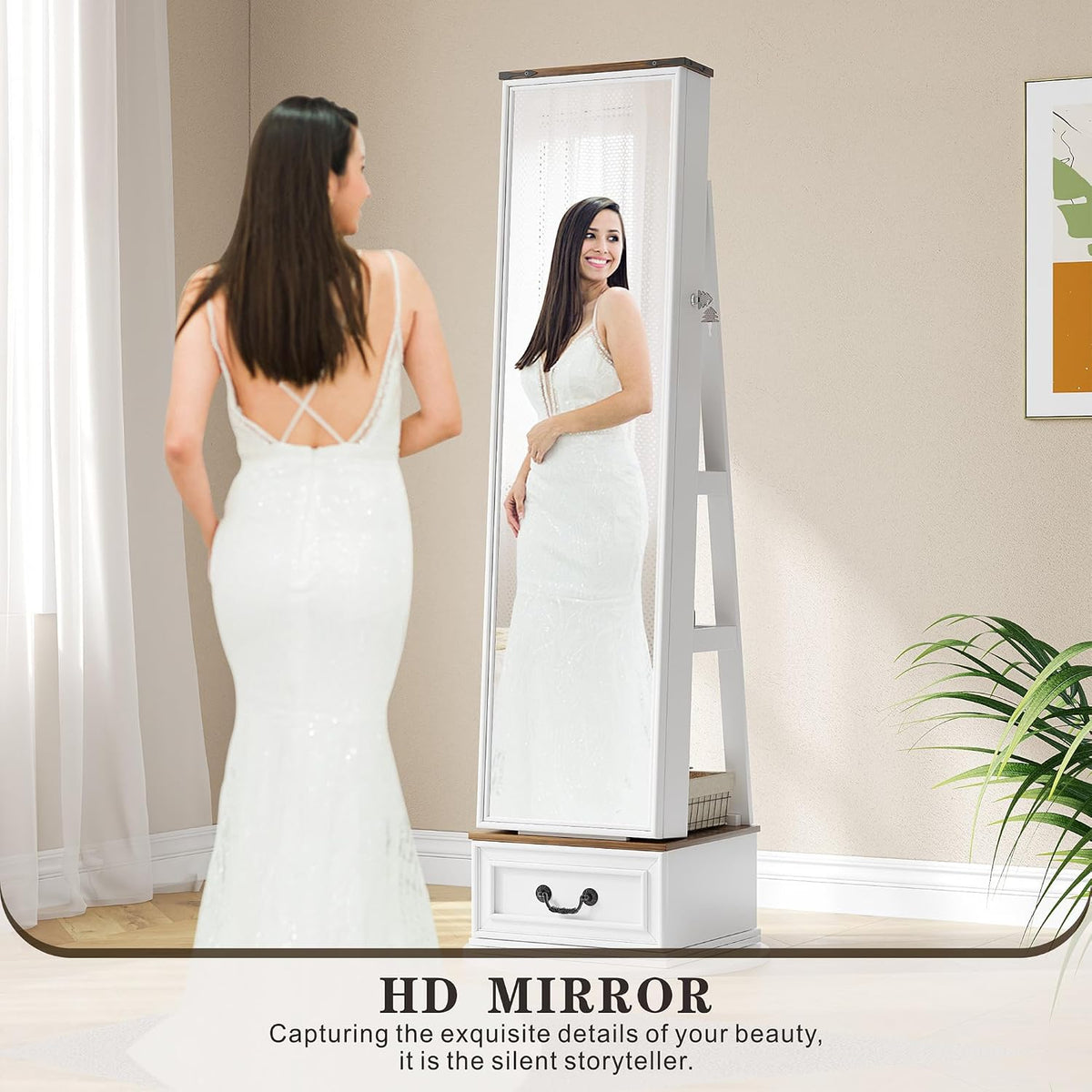 tagelier jewelry cabinet with full length mirror, lockable, close-up detail