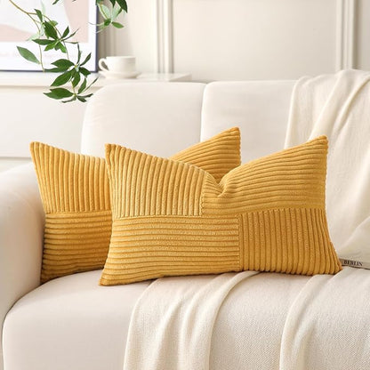 Yellow Lumbar Throw Pillow Covers 16x24 inch, Farmhouse Home Decor, Boho by Unknown