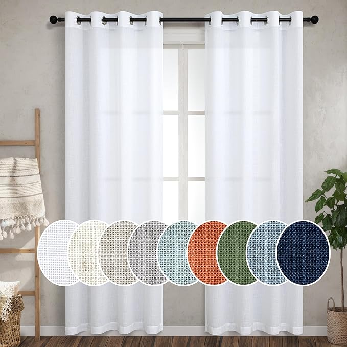 96 Inch Curtains 2 Panels Set for Bedroom Closet Door Grommet Semi Sheer - Image 2