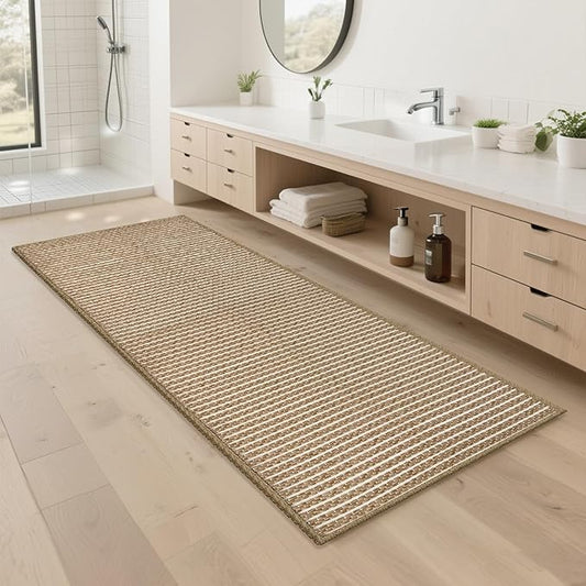 Braided Bathroom Runner Rug, Super Absorbent 24"x48" Non Slip Bath Mats by winolive