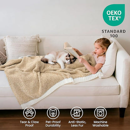 Joiedomi Throw Blanket for Couch Bed, Light Camel Knitted Blankets Gifts for - Image 4