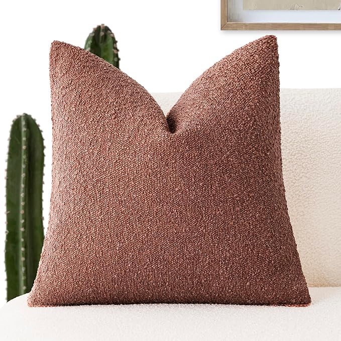 Foindtower Decorative Textured Boucle Throw Pillow Covers Accent Solid Pillow by Foindtower