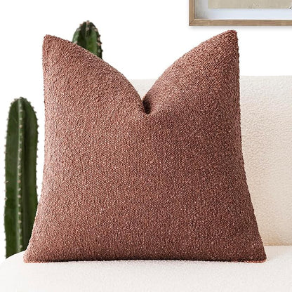 Foindtower Decorative Textured Boucle Throw Pillow Covers Accent Solid Pillow by Foindtower