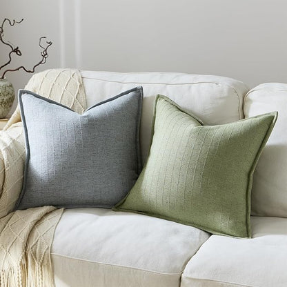 20x20 Linen Pillow Covers Sage Green Pack of 2 Farmhouse Boho Neutral Accents - Image 4