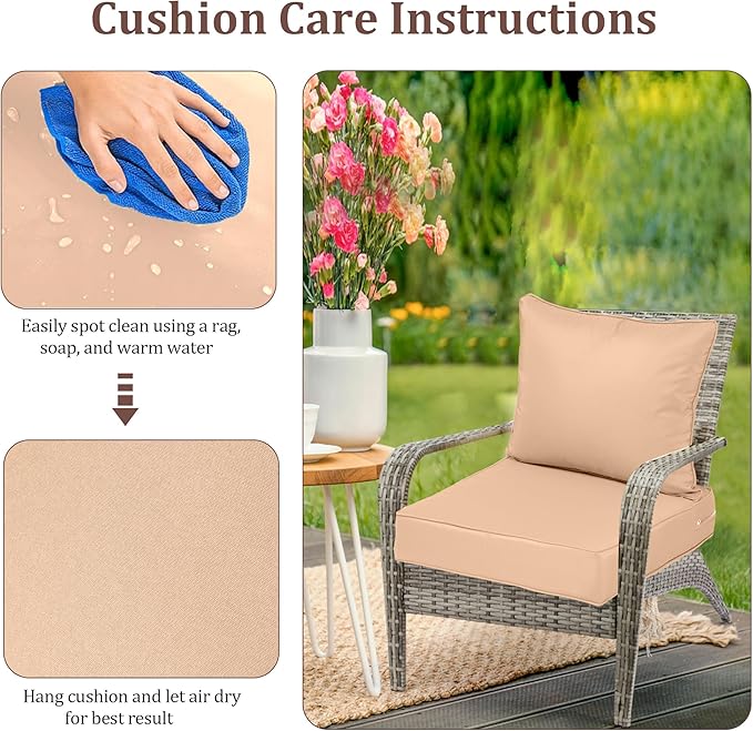 Waterproof Outdoor Chair Cushion Set of 4, Outdoor Cushions - Image 7