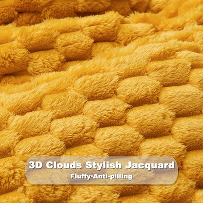 NEWCOSPLAY Super Soft Queen Blanket Mustard Yellow Premium Silky Flannel Fleece - Image 5