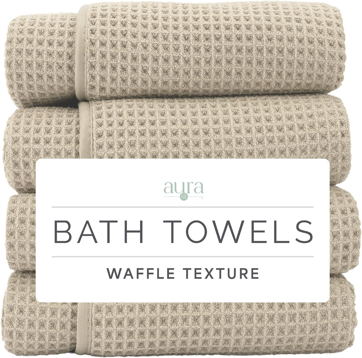 s&t inc. aura waffle bath towels, 4 pack, main product view