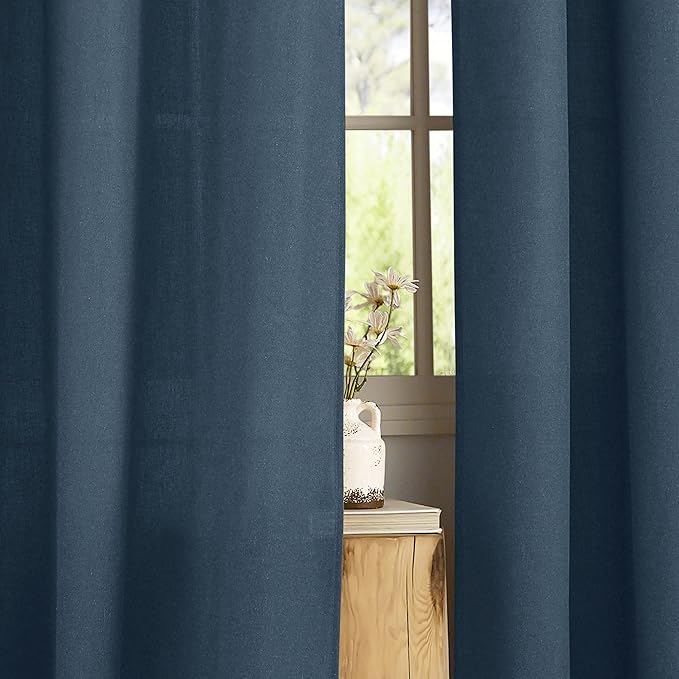 NICETOWN Navy Blue Linen Curtains - Image 6