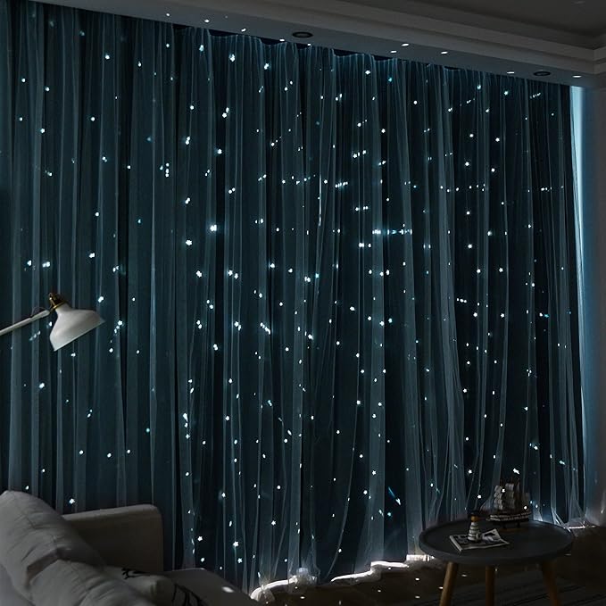Kinryb Star Cutout Blackout 95 Inches Curtains Double Layer - Image 4
