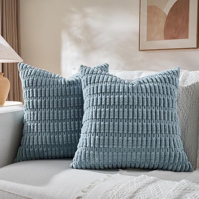 Fancy Homi 4 Packs Boho Light Blue Decorative Throw Pillow Covers 14x14 Inch - Image 5