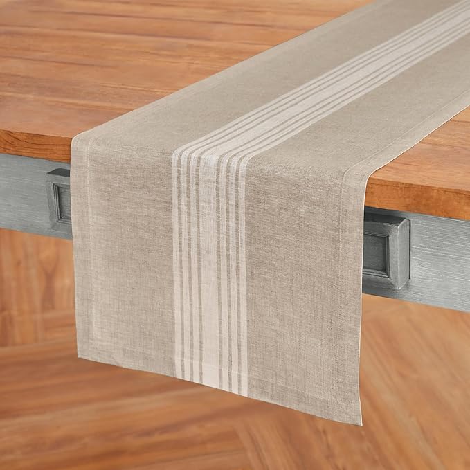 Solino Home Stripe Linen Table Runner 120 Inches Long - Image 2