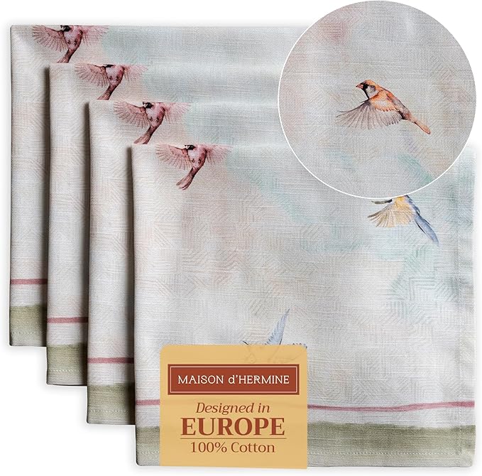Maison d' Hermine Cloth Napkins Set of 4 100% Cotton Everyday Reusable Square by MaisondHermine