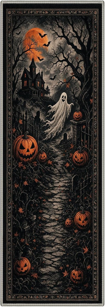 Bavni 2X6 Inch Halloween Scene Runner Rug for Kitchen