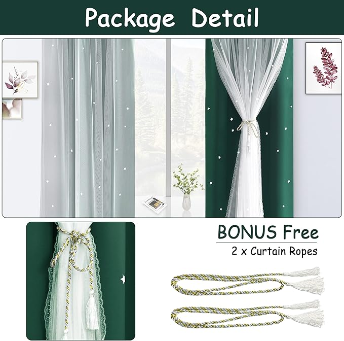 Kinryb Decorative Star Cut-Out Blackout Curtains Room Decor Curtain 84 Inch - Image 6