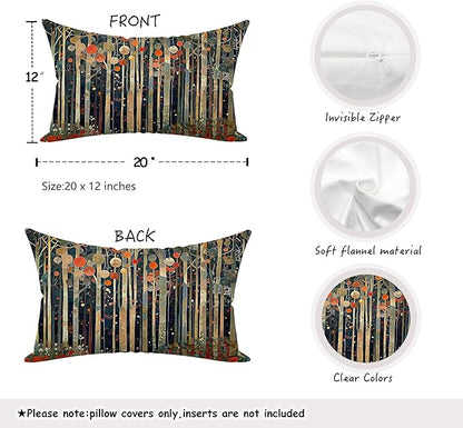 Rustic William Morris Inspired Autumn Forest Decor Pillow Covers 12x20 - Image 2