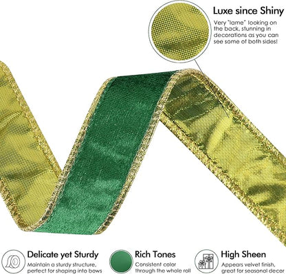 MEEDEE Crushed Green Velvet Ribbon - Image 3