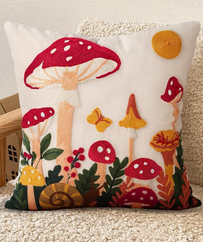 Embroidered Throw Pillow Covers 18x18 Inch by Kokaaee