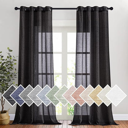NICETOWN Classic Linen Weave Flax Sheer Window Curtains, Grommet Translucent by NICETOWN