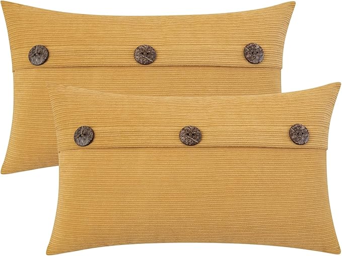 HWY 50 Mustard Yellow Chenille Throw Pillow Covers 12x20 Inch by HWY50