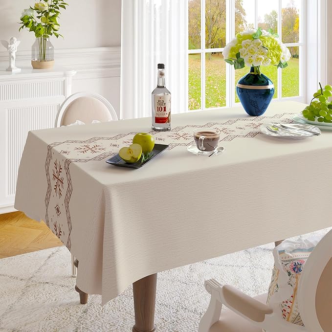 Rectangle Table Cloth, 100% Waterproof Tablecloth Oil Proof Spill Proof Vinyl - Image 8