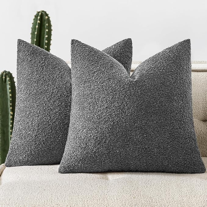 Woaboy Pack of 2 18x18 Inch Decorative Boucle Throw Pillow Covers Textured by Woaboy
