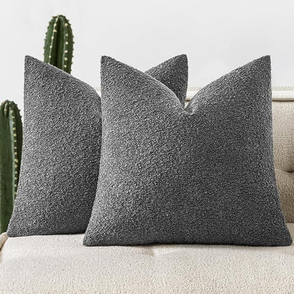 Woaboy Pack of 2 18x18 Inch Decorative Boucle Throw Pillow Covers Textured by Woaboy