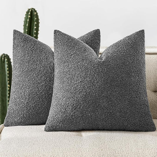 Woaboy Pack of 2 18x18 Inch Decorative Boucle Throw Pillow Covers Textured by Woaboy