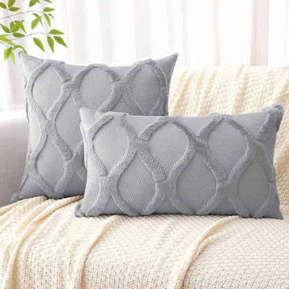 decorUhome Throw Pillow Covers 22x22 Inch Set of 2, Soft Plush Faux Fur Wool - Image 4