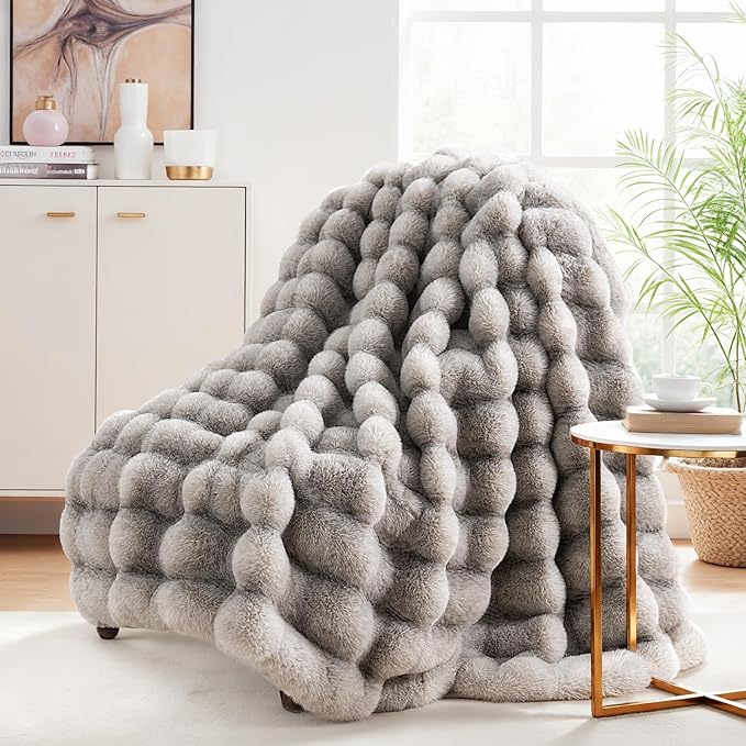 NEXHOME PRO Faux Fur Throw Blanket, Ultra Soft Cozy Warm Fuzzy Fluffy Plush by NEXHOMEPRO