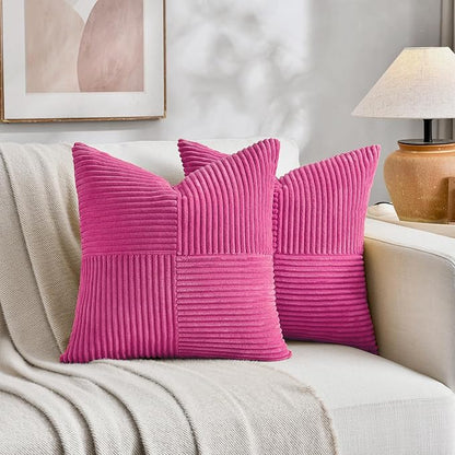 Fancy Homi 2 Packs Hot Pink Decorative Throw Pillow Covers 20x20 Inch - Image 5