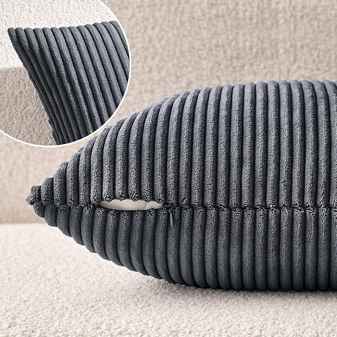 MIULEE Winter Pack of 2 Corduroy Soft Soild Decorative Square Throw Pillow - Image 5