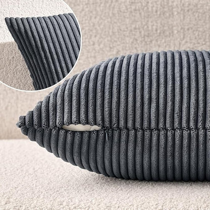 MIULEE Winter Pack of 2 Corduroy Soft Soild Decorative Square Throw Pillow - Image 5
