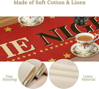 Movie Night Table Runner Old Fashion Film Reels Popcorn Table Decor Movie - Image 5