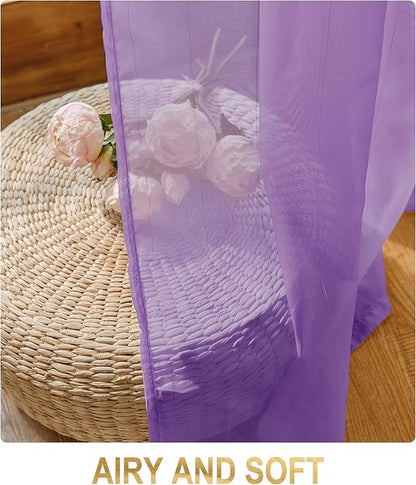 Foil Stripe Purple Sheer Curtains 63 inches Length 2 Panels - Image 6