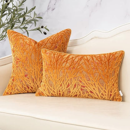 Yangest Orange Yellow Twigs Throw Pillow Cover Branches Velvet Cushion Case - Image 5