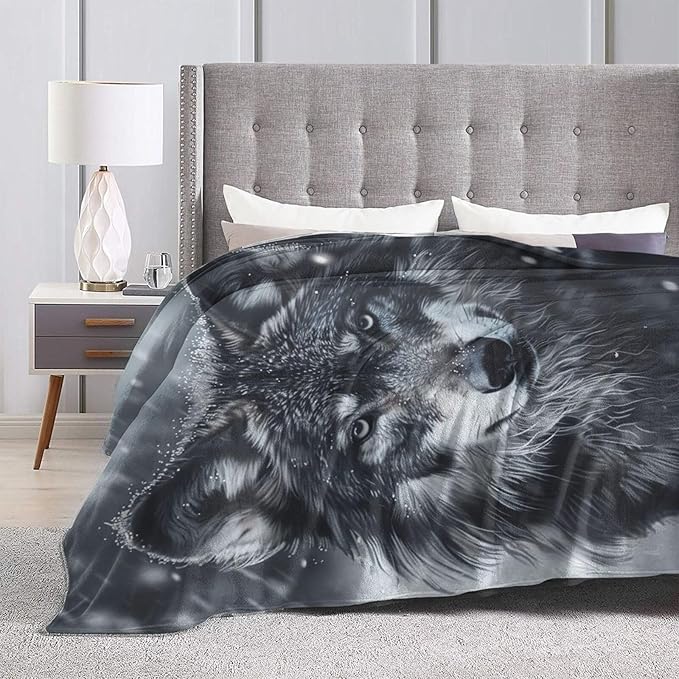 Wolf Blanket Wolf Throw Blanket Flannel Stuff Merch Cozy Decor Fleece Plush - Image 4