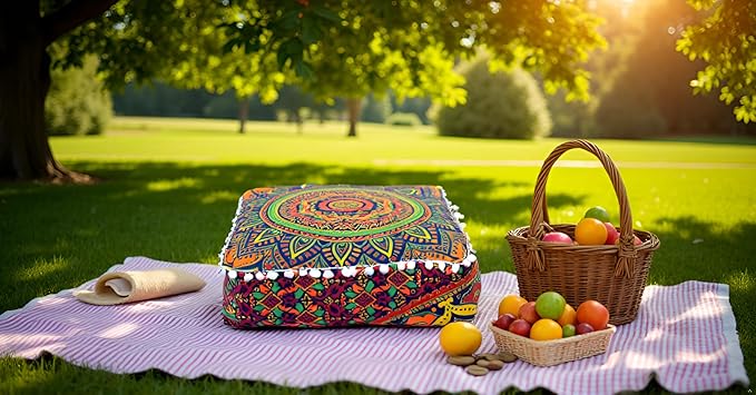 CRAFT KALA Large Hippie Mandala Meditation Floor Ottoman Pillow Cushion Pouf - Image 3