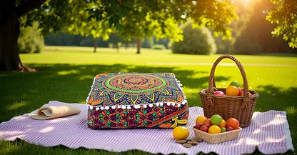 CRAFT KALA Large Hippie Mandala Meditation Floor Ottoman Pillow Cushion Pouf - Image 3