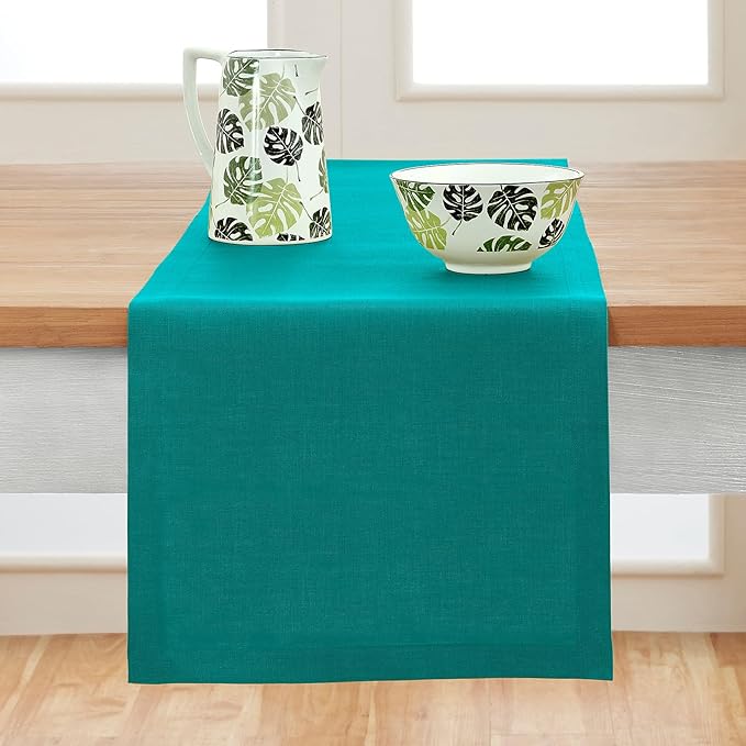 Solino Home Linen Teal Table Runner 72 Inches Long by SolinoHome