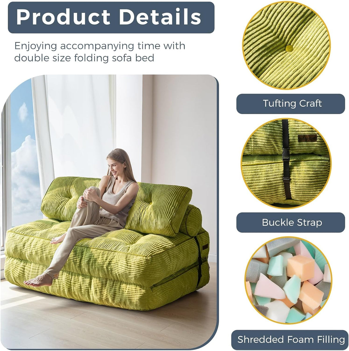 maxyoyo folding sofa bed, convertible chair bed with showing dimensions