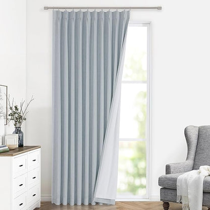 Vision Home Blue Fog Pinch Pleated Full Blackout Curtains Linen Blended Room by VisionHome