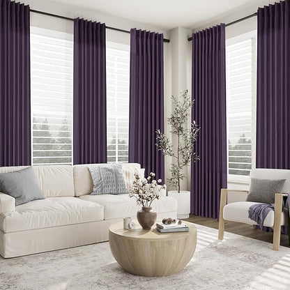 Plum Pinch Pleated Linen Curtains 84 Inch Length 2 Panels - Image 8