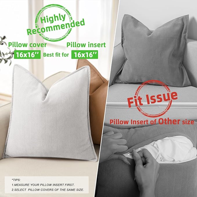 ZWJD Cream Pillow Covers 20x20 Set of 2 Chenille Throw Pillow Covers - Image 3