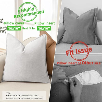 ZWJD Cream Pillow Covers 20x20 Set of 2 Chenille Throw Pillow Covers - Image 3