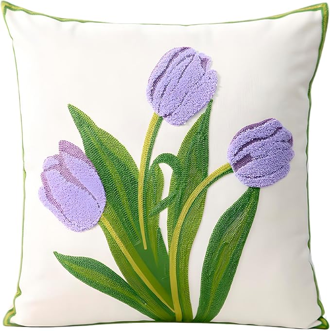 TAOSON Pack of 2, Cotton Canvas Cushion Covers, Spring Farmhouse Decor by TAOSON