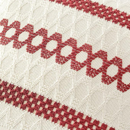 MIULEE Set of 2 Christmas Red Boho Decorative Pillow Covers 20x20 Inch - Image 4