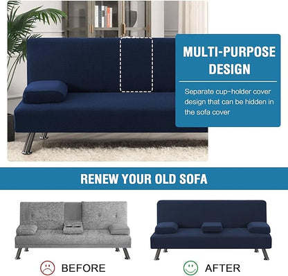 H.VERSAILTEX 4 Pieces Stretch Futon Covers Sofa Bed Slipcover - Image 5