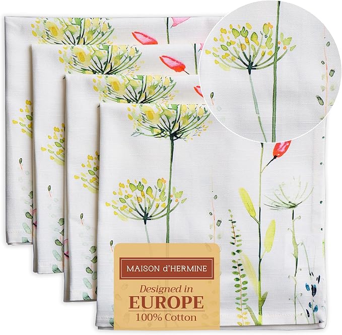 Maison d' Hermine Cloth Napkins Set of 4 100% Cotton Everyday Reusable Square by MaisondHermine